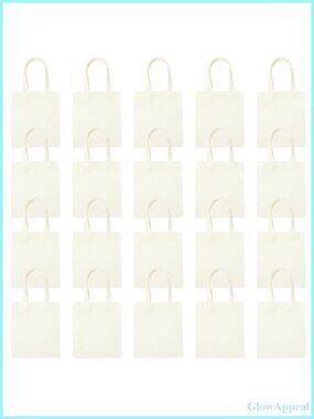 Mini Canvas Tote Bags 20Pcs Blank Reusable DIY Gift Bags Lightweight